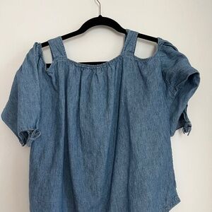 Madewell Denim Cold Shoulder Top Small